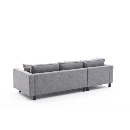 Corner Sofa Kale Linen Left - Grey Grey Atelier del Sofa Corner Sofa Kale Linen Left - Grey Grey
