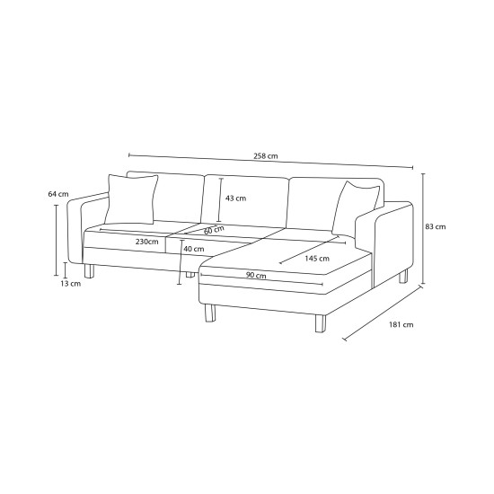 Corner Sofa Kale Linen Left - Grey Grey Atelier del Sofa Corner Sofa Kale Linen Left - Grey Grey