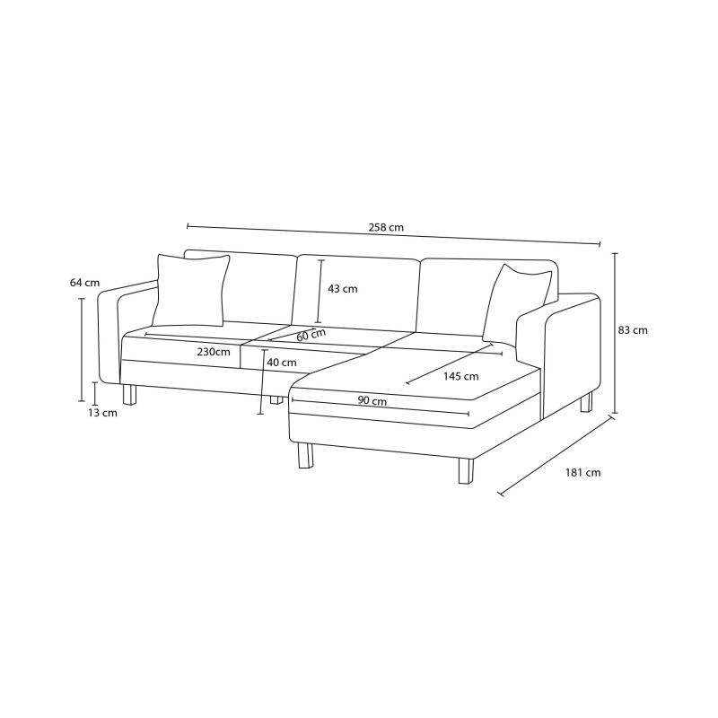 Atelier del Sofa Corner Sofa Kale Linen Left - Grey Grey