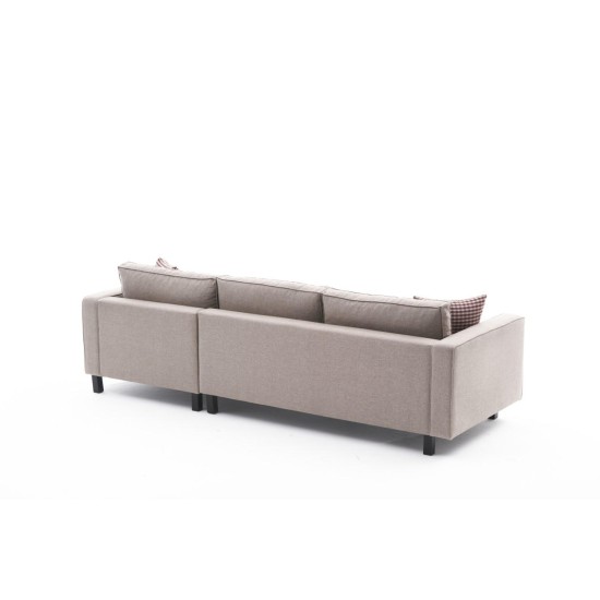Atelier del Sofa Corner Sofa Kale Linen Right - Cream Cream