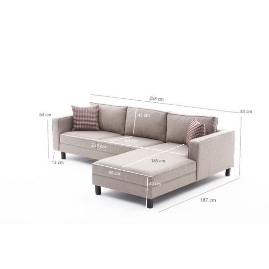 Atelier del Sofa Corner Sofa Kale Linen Right - Cream Cream