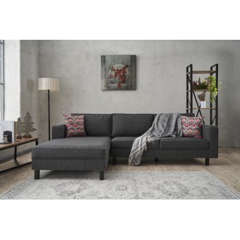 Corner Sofa Kale Linen Left - Anthracite Anthracite