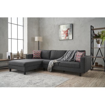 Corner Sofa Kale Linen Left - Anthracite Anthracite