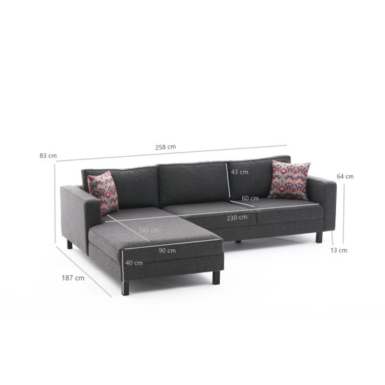 Atelier del Sofa Corner Sofa Kale Linen Left - Anthracite Anthracite
