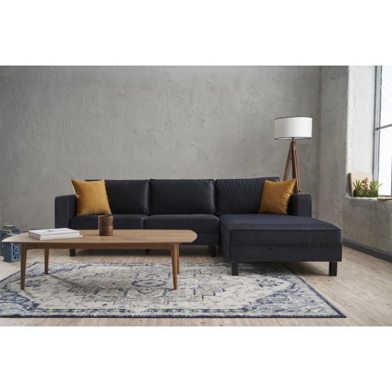 Corner Sofa Kale Velvet Right - Anthracite Anthracite
