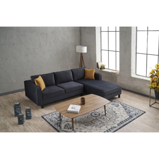 Corner Sofa Kale Velvet Right - Anthracite Anthracite