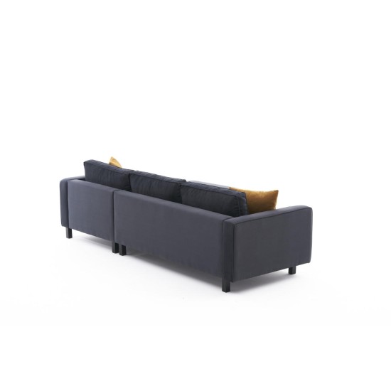 Corner Sofa Kale Velvet Right - Anthracite Anthracite