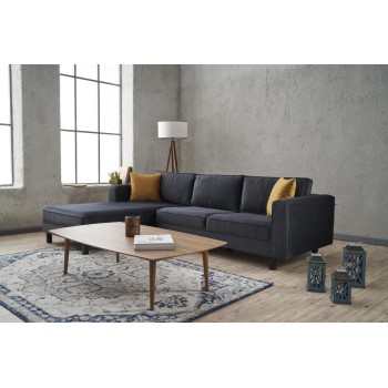 Corner Sofa Kale Velvet Left - Anthracite Anthracite