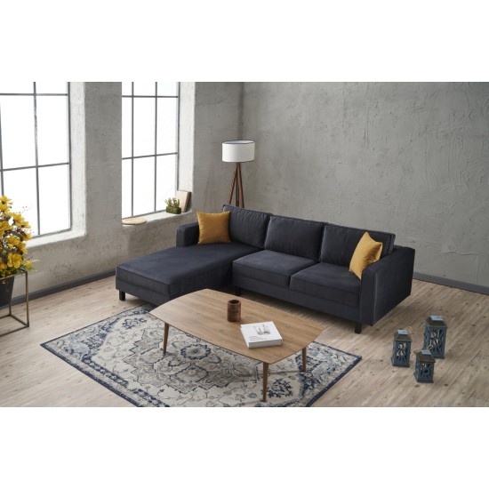 Corner Sofa Kale Velvet Left - Anthracite Anthracite