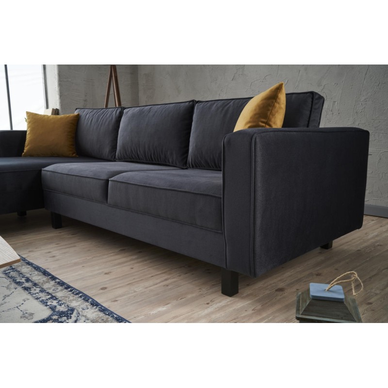 Corner Sofa Kale Velvet Left - Anthracite Anthracite
