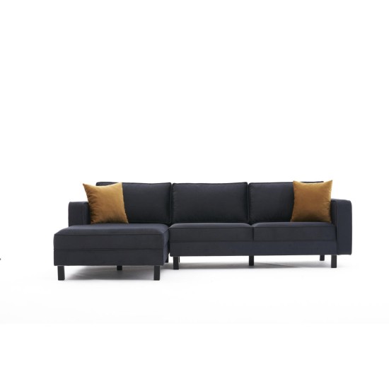 Corner Sofa Kale Velvet Left - Anthracite Anthracite