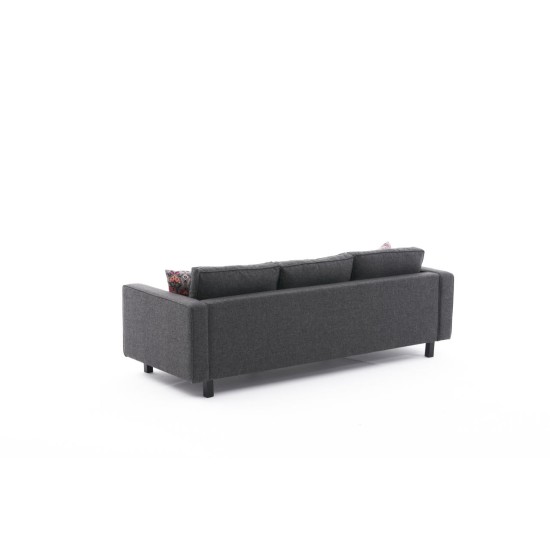 3-Seat Sofa Kale Linen - Anthracite Anthracite Atelier del Sofa 3-Seat Sofa Kale Linen - Anthracite Anthracite