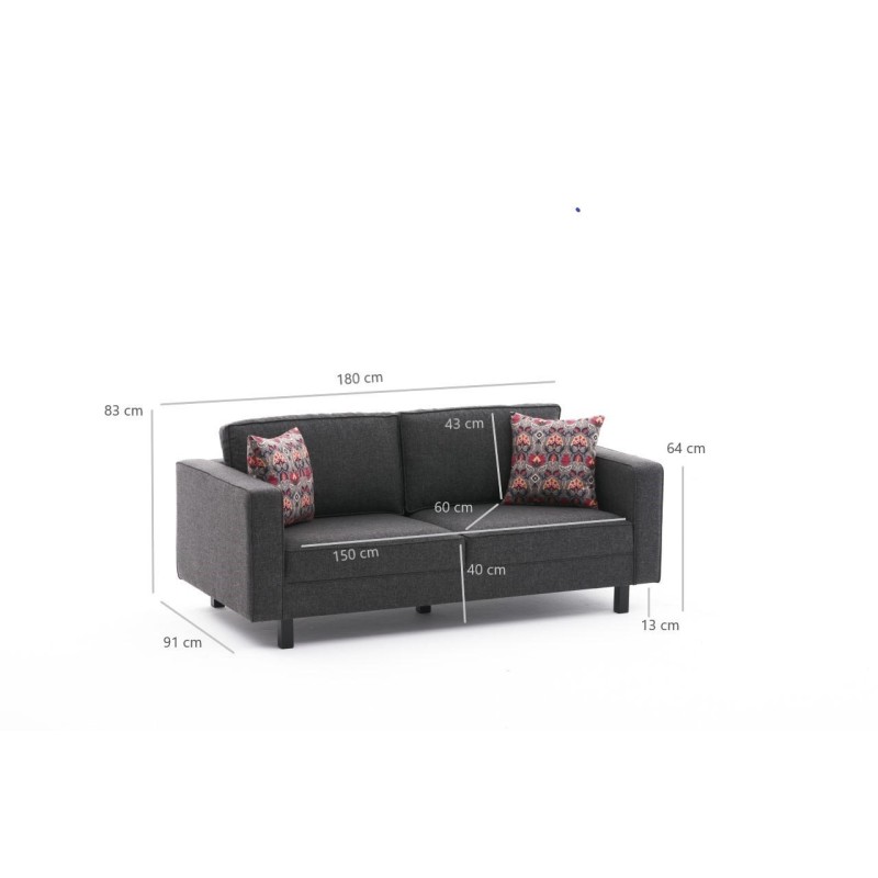 2-Seat Sofa Kale Linen - Anthracite Anthracite