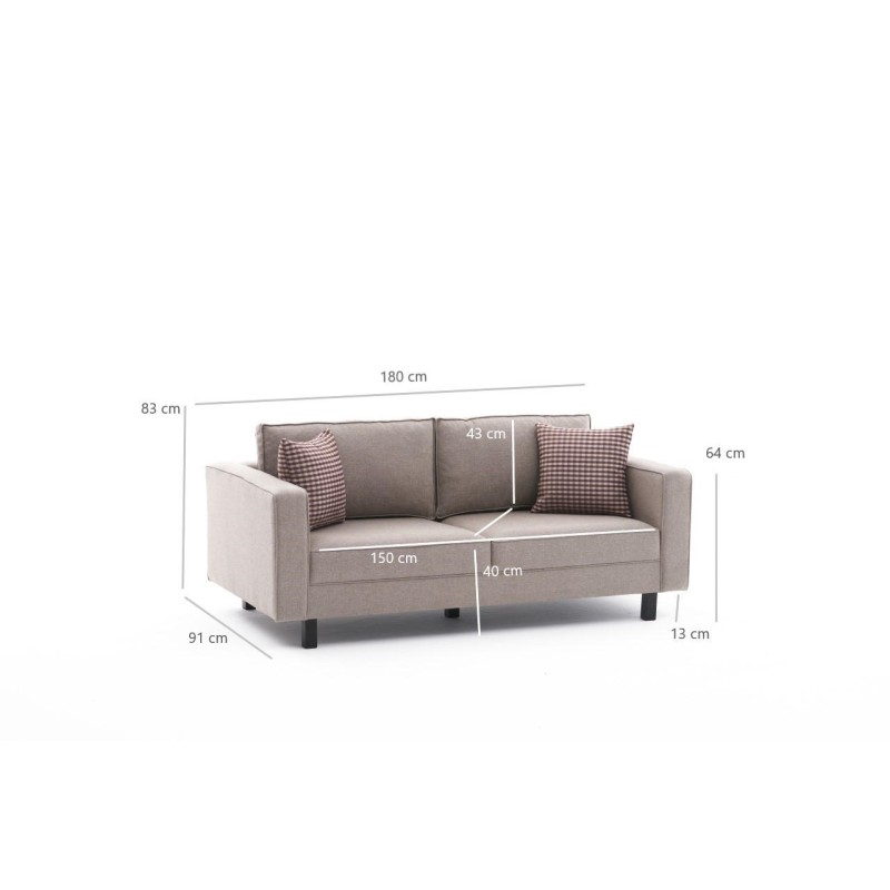 2-Seat Sofa Kale Linen - Cream Cream