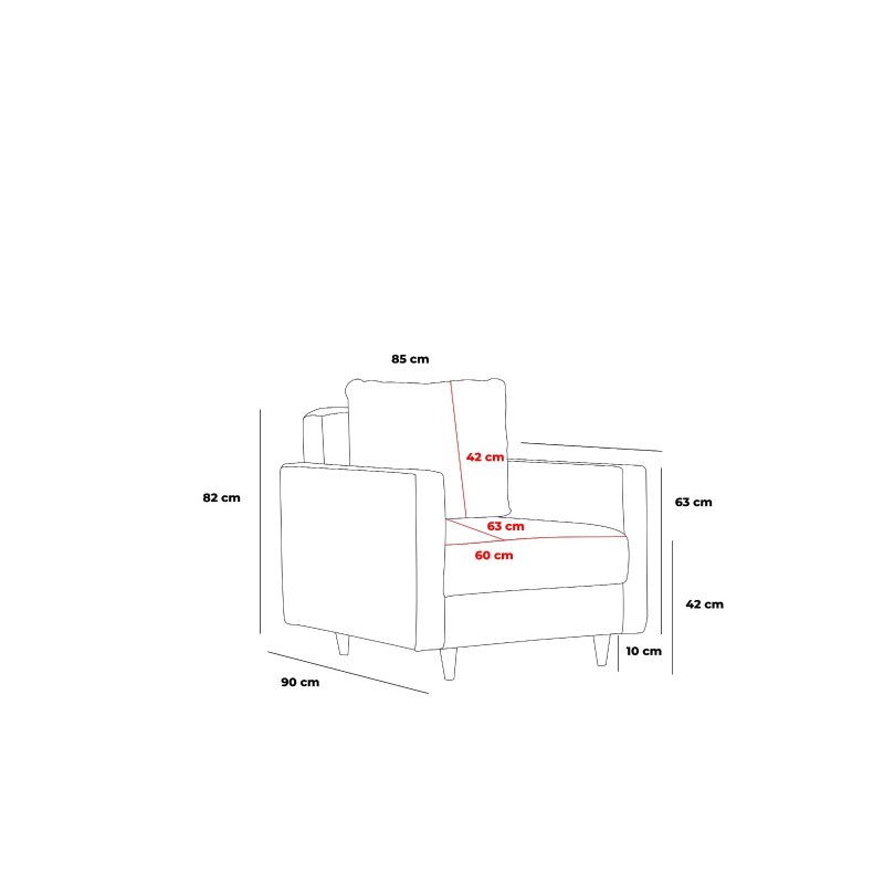 Atelier del Sofa 1-Seat Sofa Eva - Anthracite Anthracite