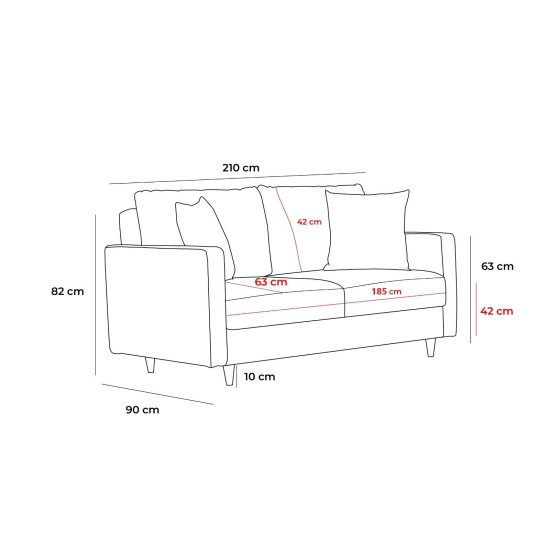 Atelier del Sofa 3-Seat Sofa-Bed Eva - Grey Grey