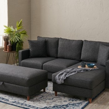 Corner Sofa Eva Right - Anthracite Anthracite