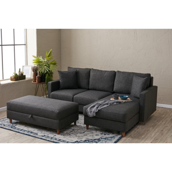 Corner Sofa Eva Right - Anthracite Anthracite Atelier del Sofa Corner Sofa Eva Right - Anthracite Anthracite