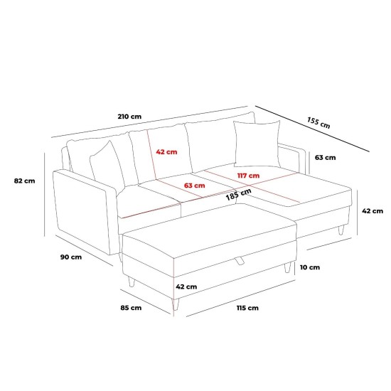 Atelier del Sofa Corner Sofa Eva Left - Cream Cream