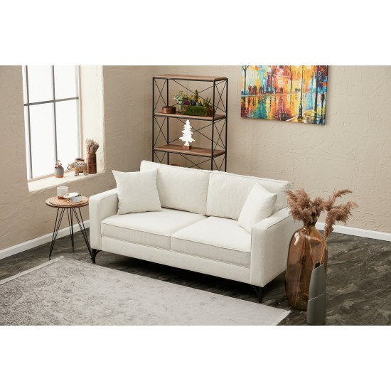 Διθέσιος Καναπές Berlin - Χρώμα Cream Μαύρο - 180x92x83εκ Διθέσιος Καναπές Berlin - Χρώμα Cream Μαύρο - 180x92x83εκ