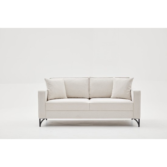 Διθέσιος Καναπές Berlin - Χρώμα Cream Μαύρο - 180x92x83εκ Διθέσιος Καναπές Berlin - Χρώμα Cream Μαύρο - 180x92x83εκ
