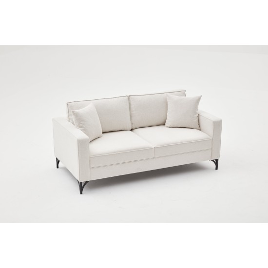 Διθέσιος Καναπές Berlin - Χρώμα Cream Μαύρο - 180x92x83εκ Διθέσιος Καναπές Berlin - Χρώμα Cream Μαύρο - 180x92x83εκ