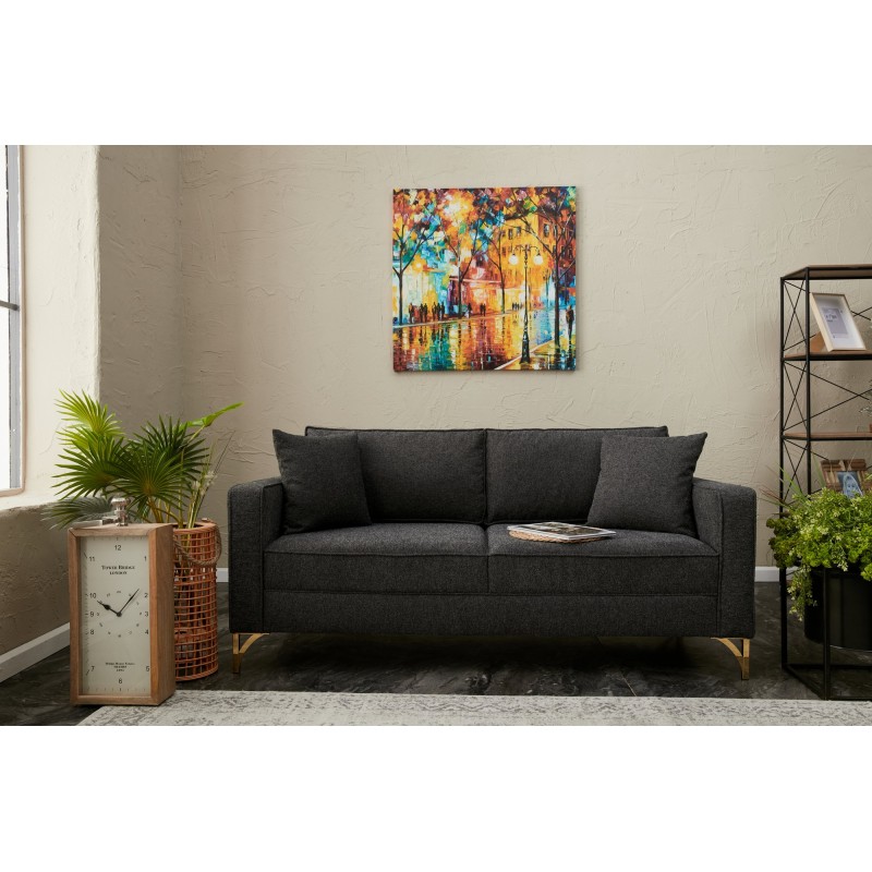 Διθέσιος Καναπές Berlin - Χρώμα Ανθρακί Χρυσό - 180x92x83εκ