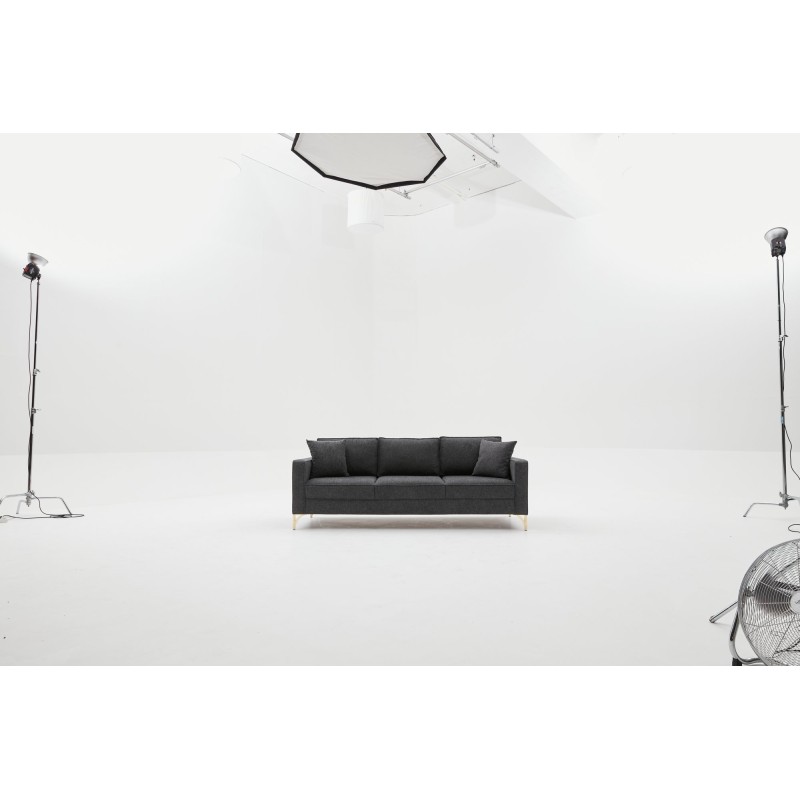 Τριθέσιος Καναπές Berlin - Χρώμα Ανθρακί Χρυσό - 220x91x83εκ