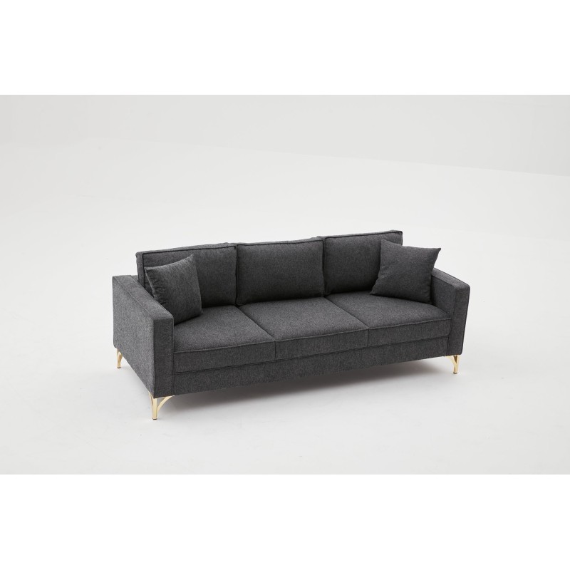 Τριθέσιος Καναπές Berlin - Χρώμα Ανθρακί Χρυσό - 220x91x83εκ