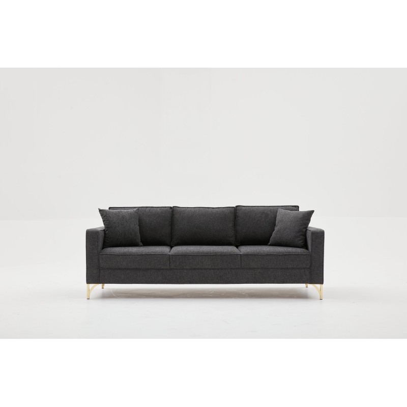 Τριθέσιος Καναπές Berlin - Χρώμα Ανθρακί Χρυσό - 220x91x83εκ