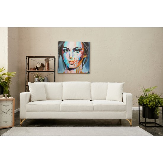 Τριθέσιος Καναπές Berlin - Χρώμα Cream Χρυσό - 220x91x83εκ Τριθέσιος Καναπές Berlin - Χρώμα Cream Χρυσό - 220x91x83εκ