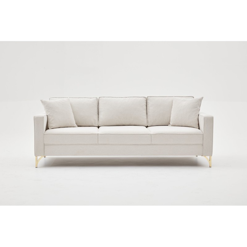 Τριθέσιος Καναπές Berlin - Χρώμα Cream Χρυσό - 220x91x83εκ