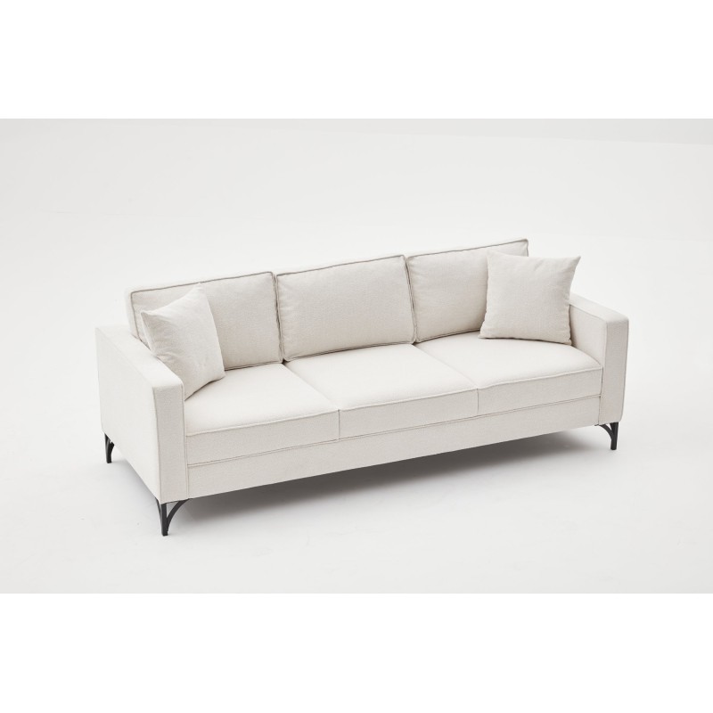 Τριθέσιος Καναπές Berlin - Χρώμα Cream Μαύρο - 220x91x83εκ