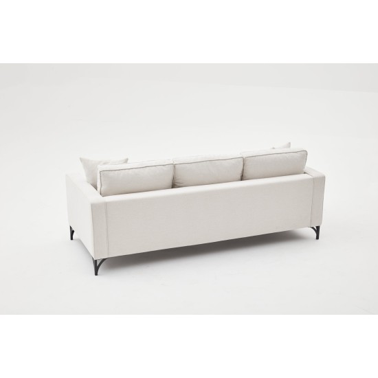 Τριθέσιος Καναπές Berlin - Χρώμα Cream Μαύρο - 220x91x83εκ Τριθέσιος Καναπές Berlin - Χρώμα Cream Μαύρο - 220x91x83εκ