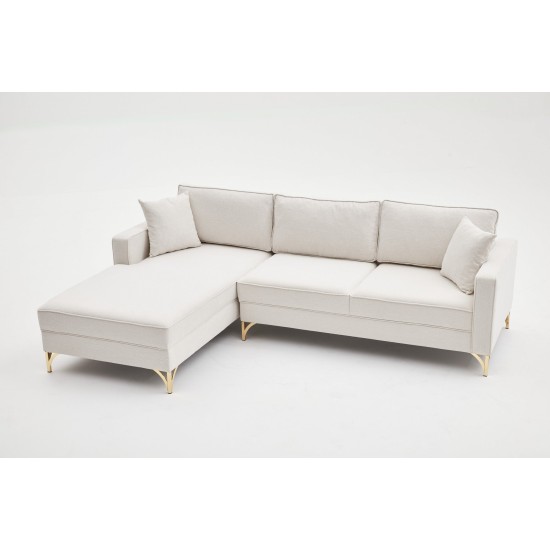 Corner Sofa Berlin Left - Cream, Gold Cream
Gold Atelier del Sofa Corner Sofa Berlin Left - Cream, Gold Cream
Gold