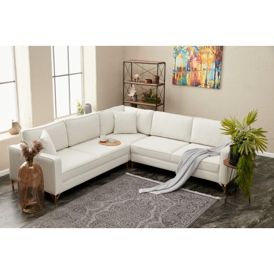 Γωνιακός Καναπές Berlin 258x91x83εκ - Cream, Gold Γωνιακός Καναπές Berlin 258x91x83εκ - Cream, Gold