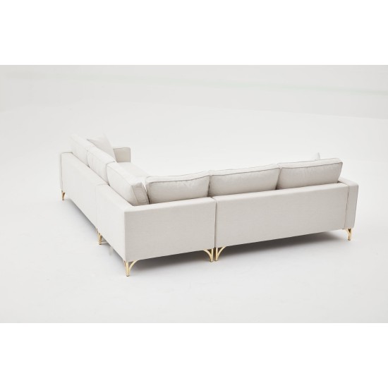 Γωνιακός Καναπές Berlin 258x91x83εκ - Cream, Gold Γωνιακός Καναπές Berlin 258x91x83εκ - Cream, Gold