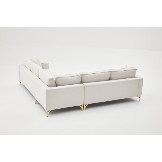 Γωνιακός Καναπές Berlin 258x91x83εκ - Cream, Gold Γωνιακός Καναπές Berlin 258x91x83εκ - Cream, Gold