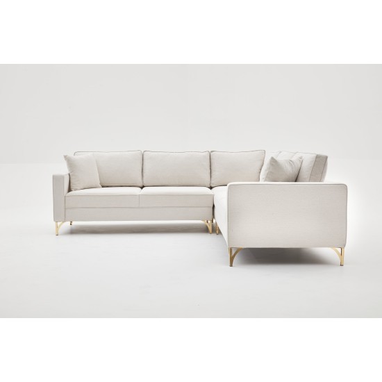 Γωνιακός Καναπές Berlin 258x91x83εκ - Cream, Gold Γωνιακός Καναπές Berlin 258x91x83εκ - Cream, Gold