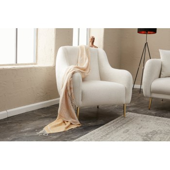 Πολυθρόνα Simena - Χρώμα Cream Χρυσό -77x70x77εκ