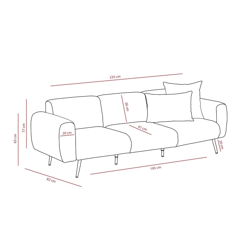 3-Seat Sofa Side - Cream Cream