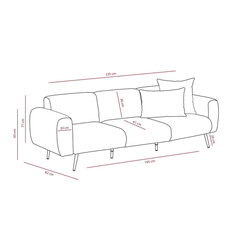Atelier del Sofa 3-Seat Sofa Side - Light Grey Light Grey