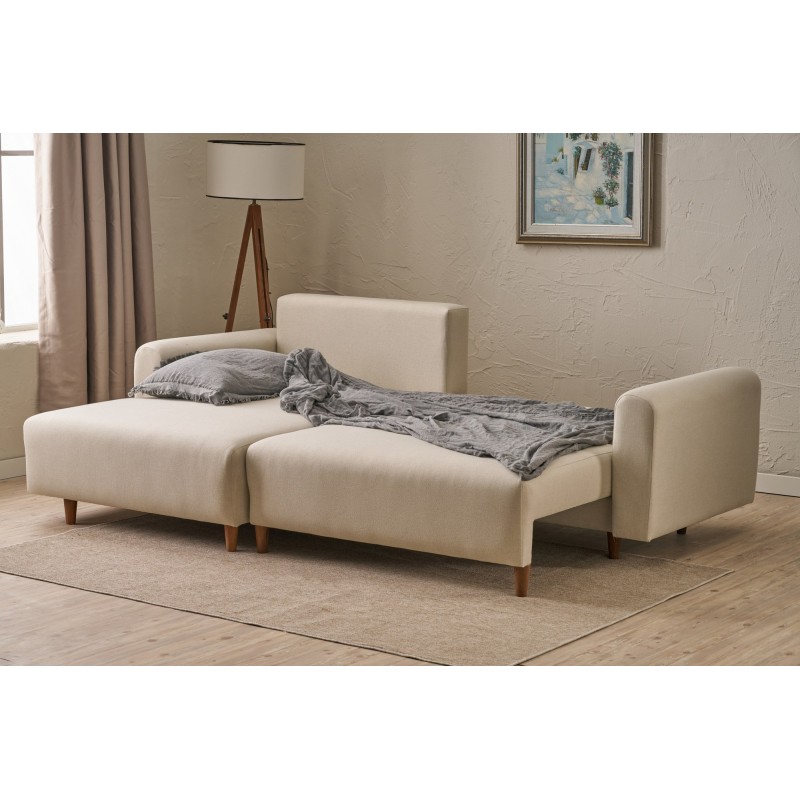 Corner Sofa-Bed Mane Left - Cream Cream