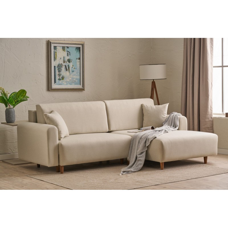 Corner Sofa-Bed Mane Right - Cream Cream