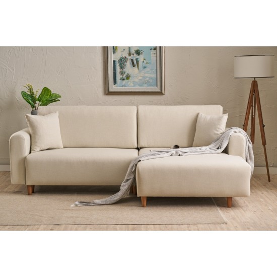 Corner Sofa-Bed Mane Right - Cream Cream Corner Sofa-Bed Mane Right - Cream Cream