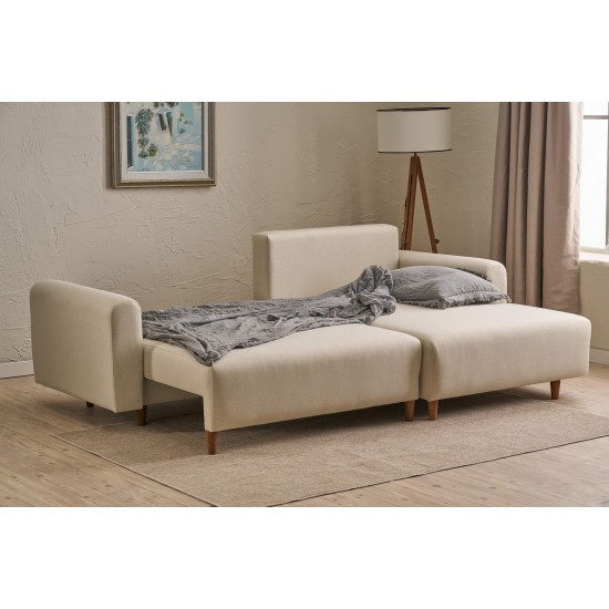Corner Sofa-Bed Mane Right - Cream Cream Corner Sofa-Bed Mane Right - Cream Cream