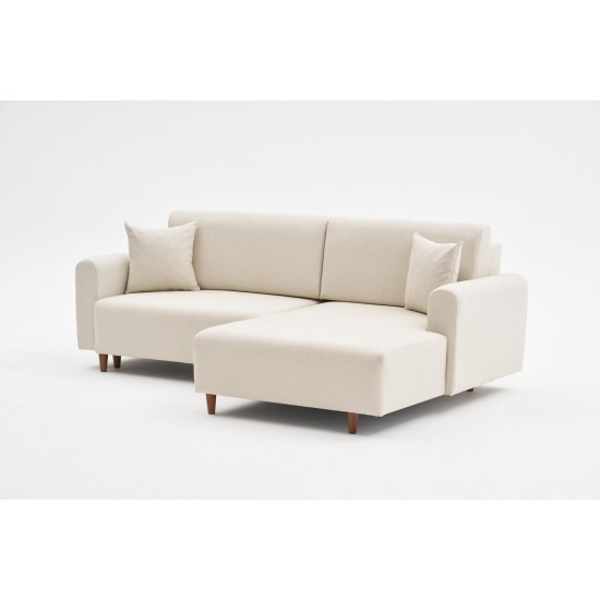 Corner Sofa-Bed Mane Right - Cream Cream Corner Sofa-Bed Mane Right - Cream Cream