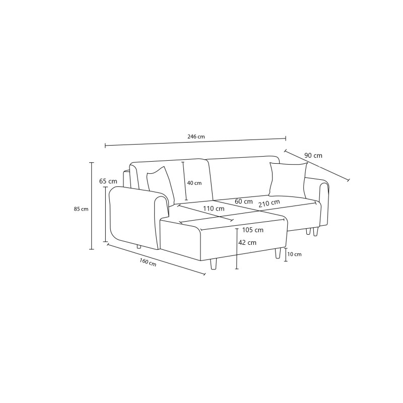 Corner Sofa-Bed Mane Left - Grey Grey