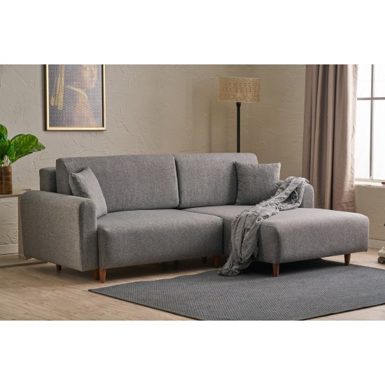 Corner Sofa-Bed Mane Right - Grey Grey Corner Sofa-Bed Mane Right - Grey Grey