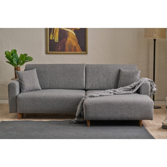 Corner Sofa-Bed Mane Right - Grey Grey Corner Sofa-Bed Mane Right - Grey Grey